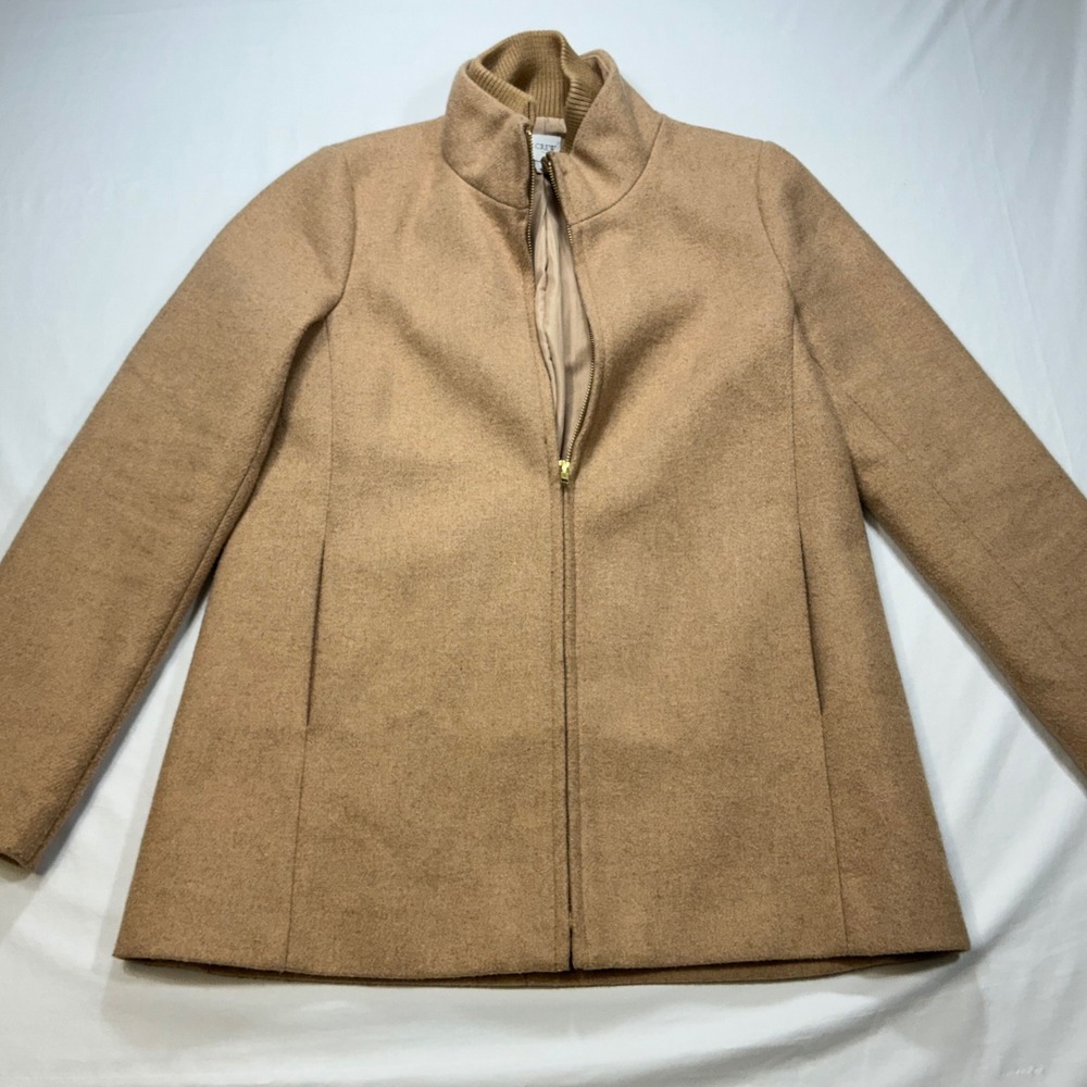 J. Crew Women's Camel Wool Blend Zip Up Bomber‎ Jacket Size 8